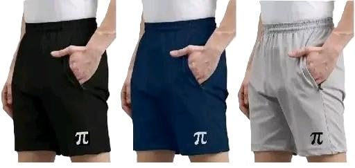 Men’s Basic Solid Sports Shorts Pack of 3 | Soft Polyester Regular Fit Active Shorts for Workout & Home-image-11