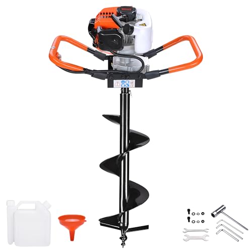Yeshom 52CC 2.2HP Earth Auger Powerhead 1 or 2 Men Gas Powered Post Hole Digger 10" Bit Planting Flower