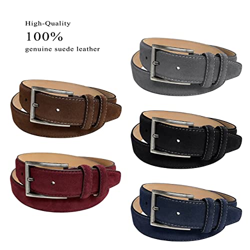 Image of Men's Belt Suede Full Leather Belt Casual Dress Leather Belt 1-3 /8 inch(35mm) Wide, Multi-Style Options