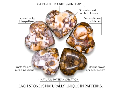 Image of Crystal Heaven Certified Conglomerate Jasper Crystal Heart Palm Pebbles Stones For Anxiety Stress Relief Massage - Original Healing Gemstone Agate Heart Palm Stone For Yoga Meditation Spiritual