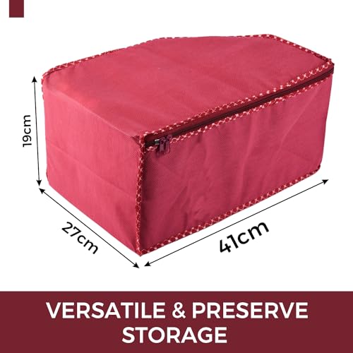 Image of Urbane Home Blouse Cover | Clothes Storage Bag | Zipper Wardrobe Organizers | Non-Woven Clothes Organiser | Side Transparent Blouse Organizer | Dot Border | Pack of 6 | Maroon
