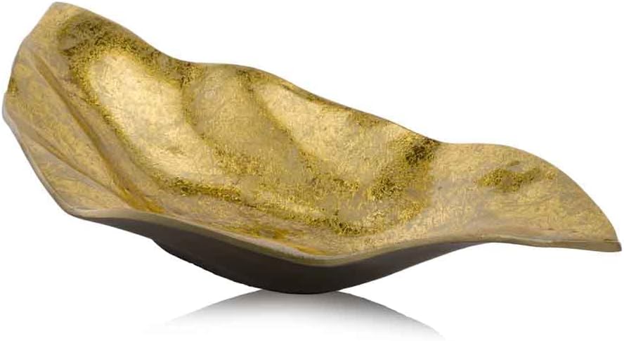 Modern Day Accents 4405 Metalico Hoja Tray, Bowl, Bronze and Gold Decor, Home Decor, Office Decor, Kitchen Counter, Fruit Bowl, Tabletop, 18" L