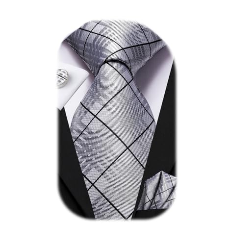 Image of Dubulle Mens Tie Set Solid Paisley Silk Striped Necktie for Men with Cufflinks Tie and Pocket Square