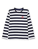 Organic Cotton Sanetta Jungen Neptun Lässiges Ringel-Shirt Kidswear mit kleinem Retro-Gaming Artwork uf der Brust, blau, 122