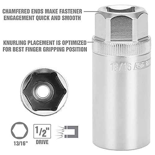 Oemtools 22889 13/16 Inch 1/2 Drive Magnetic Spark Plug Socket, Ratchet Wrench Magnet Tool For Automotive Replacement Spark Plugs Car Tool Set #TOP3