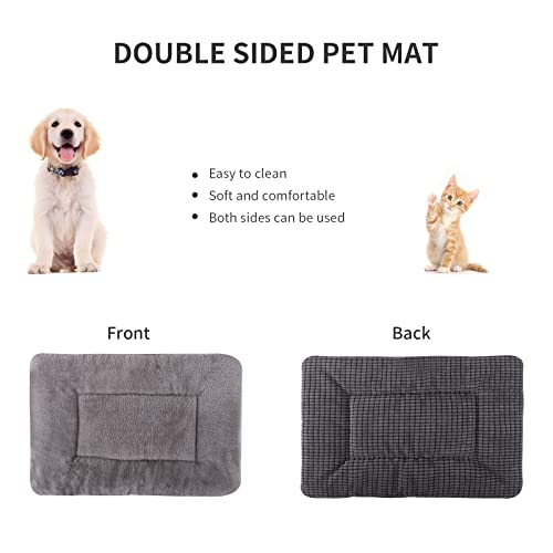 Vetasac Reversible Dog Bed Mat With Plush And Corn Velvet,Soft Warm Pet Cushion, Dual Purpose Washable Sleeping Mattress Bed For Small Medium Large Dog And Cat Xb004 (24"X18", Light Grey) #TOP6