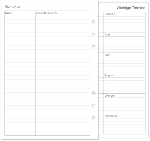 newestor 2026 Tagebuch nachfüllen A5, 1 Tag auf einer Seite, kompatibel mit Filofax A5 Organiser, 148 x 210mm