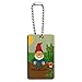 Garden Gnome with Toadstools Wood Wooden Rectangle Keychain Key Ring