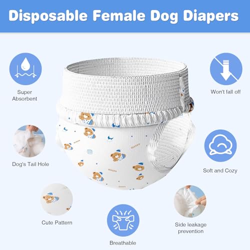 Ambreview Fraldas Para Cães Fêmeas, Fraldas Descartáveis Puxáveis Para Cães, Fraldas Para Cães Fêmea
