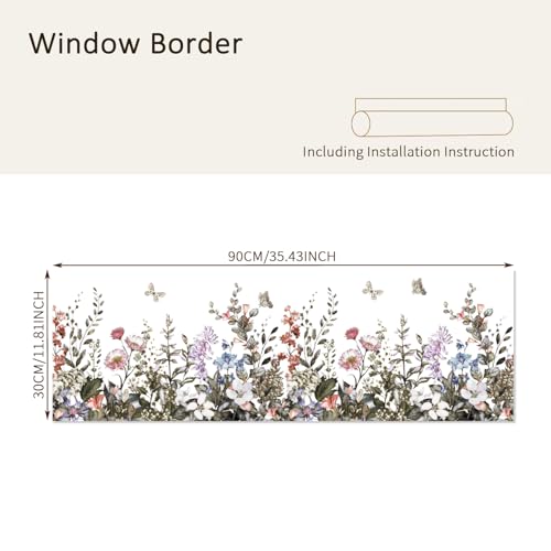 Floral Window Film, Spring Tropical Window Clings, 11.81''x35.43'' miniatura 3