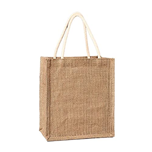 Cdemiy bolsa portátil de yute natural, bolsa de la compra de yute, Bolsa de arpillera portátil reutilizable grande con forro impermeable, para almacenamiento de artículos diversos, compras, bricolaje