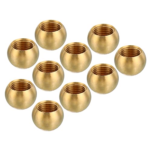 Image of PATIKIL M10x1 15mm Thread Lamp Finials Cap Knob, 10 Pack Brass Ball Lamp Decoration Screw Caps Threaded for Furniture Lighting Lamps