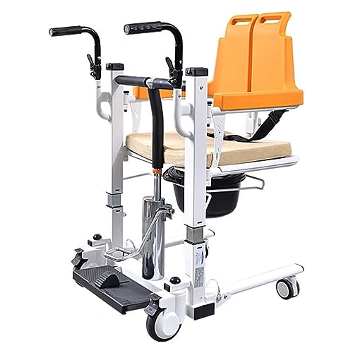 Silla de Ruedas hidráulica para Pacientes con Asiento abatible de 180° y cuña para traslado portátil, cómoda de Noche de 130 kg/286 LB para Personas Mayores y discapacitadas.