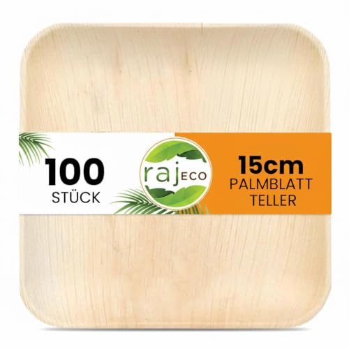 Raj Palmblatt Teller [100er-Pack] - 15 cm Quadratische | Umweltfreundliche – Ansicht 1