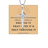 UEUC Sterling Silver Birthstone Cross Necklace for Women Infinity Heart Religious Faith Zircon Cross Necklace for Ladies Jewelry Gifts 18’’+2’’ Chain(#4)