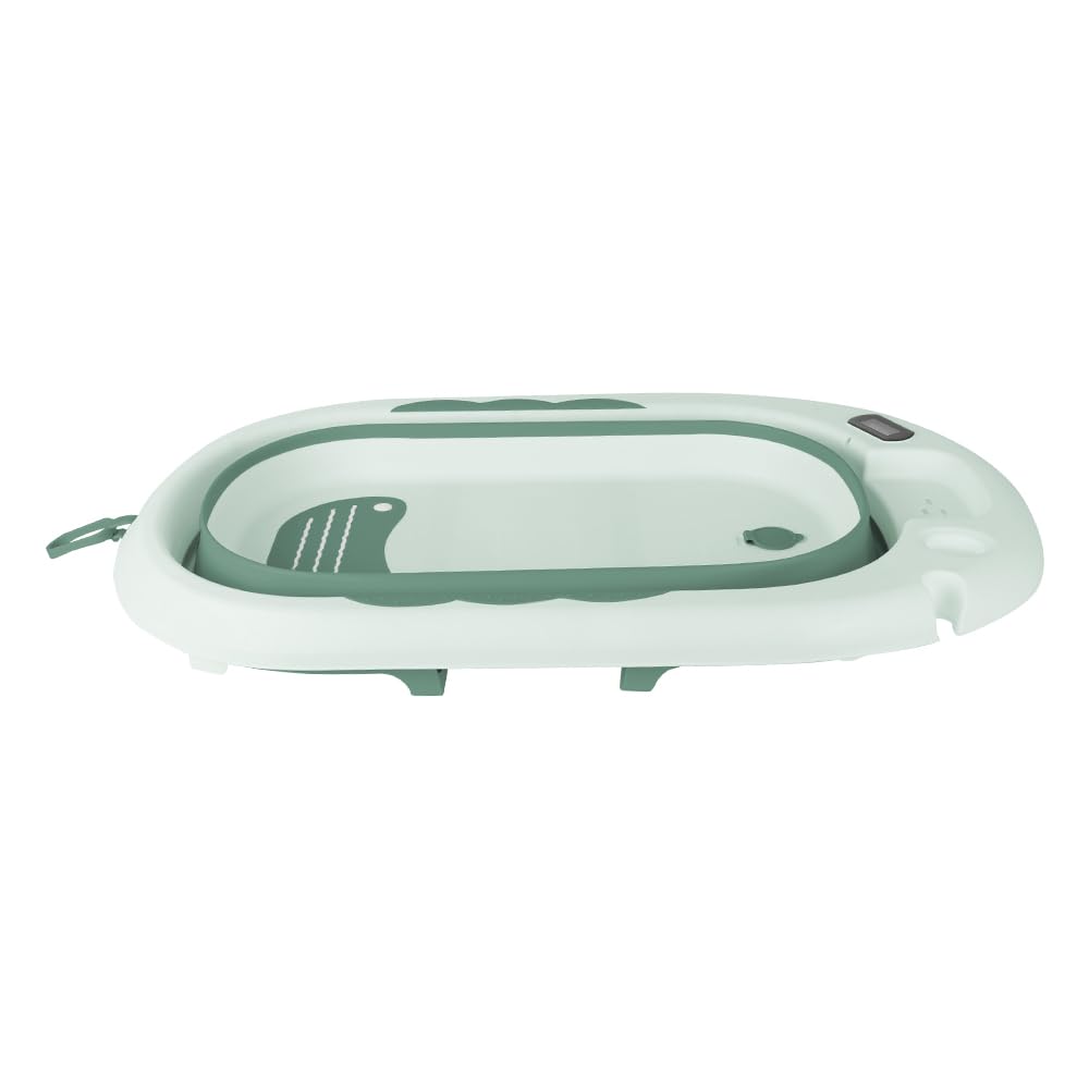 Bañera para bebés con soporte ergonómico para bebés con soporte de cierre compacto, organizador para padres, hasta 10 kg, Style 5, 81,5 x 48 x 21 cm, verde