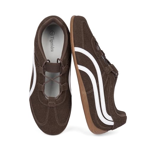 Tigeridea Womens Fashion Sneakers Chocolate Casual Sneakers for Women Comfortable Dark Brown Mary Jane Walking Tennis Shoes 2026 Size 7.5