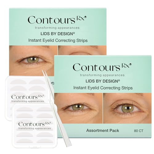 Contours Rx Lids by Design – Eyelid Lift Strips for Dramatic Lift on Hooded, Droopy Eyelids – Medical-Grade, Anti-Aging, Non-Surgical Eye Tape – 160 Count (Assorted (160ct))