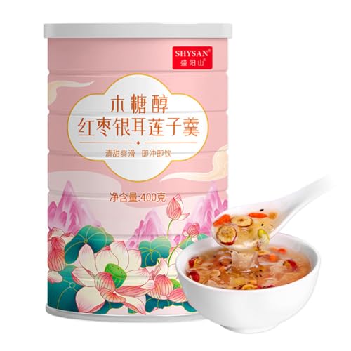 藕粉 レンコンパウダー 代餐粥 朝食 れんこんパウダー れんこん ?果 水果 ?? ?耳 レンコン 蓮根粉 蓮の実のスープ 速溶?藕羹粉 ?腹 沖飲谷物 甘い香りのモクセイナッツ レンコンでんぷん 中国のお菓子 (1缶, 木糖醇紅棗銀耳蓮子羹500g)