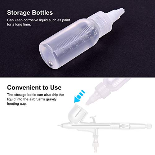 Entweg Paint bottles, Box of 10-Each 1.2-Ounce(35cc) Airbrush Bottles Paint Storage Bottles PP Jar and Cover with Scale Line Leak-proof for Dual-Action Siphon Feed Air Brush Airbrushing Accessories
