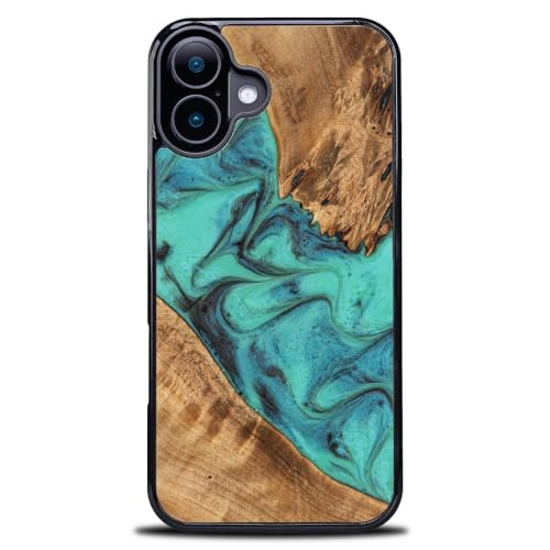 Coque en bois véritable et résine antichoc faite main et compatible QI