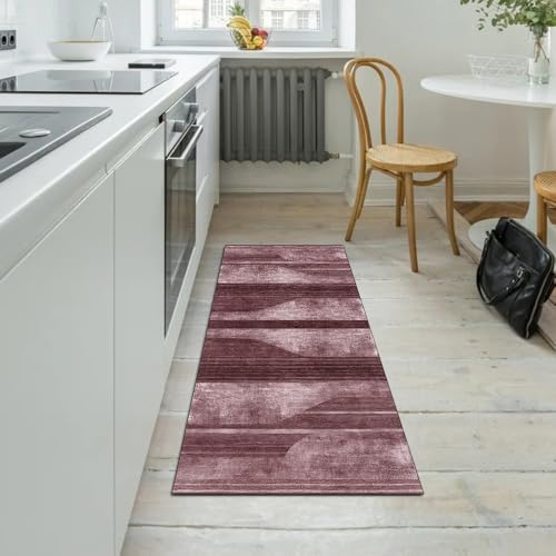 Alfombra de cocina marrón 50 x 180 cm antimanchas y antideslizante 4