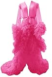 ChliEarime Hecate Bata de maternidad de tul para sesión de fotos Lencería para mujeres Bata de noche de tul Old Hollywood Coral XL