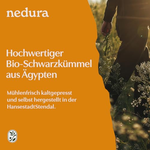 nedura® Schwarzkümmelöl BIO kaltgepresst (gefiltert) 500ml – mit hohem Thymochinongehalt, BIO-Zertifiziert & 100% rein - täglich frisch & schonend gepresst - direkt aus eigener Manufaktur