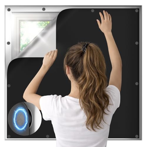 JUJIBL Magnetic Blackout Window Cover, 100% Blackout Shades for Bedroom No Drill Black Out Window...