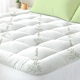 Queen Mattress Topper Viscose Derived from Bamboo, Cooling Thick Pillow Top Mattress Pad with Deep Pocket for 8"-21" Mattress, Soft Breathable Mattress Topper for Back Pain Relief, Green