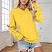 Women's V-Neck No Hood Sweater Casual Lightweight Plain Tunic Top Drop Shoulder Pullover Sweatshirts with Pocket (Yellow,Small)