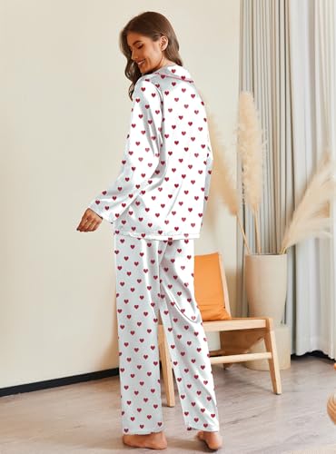Image of Ekouaer Pajamas For Women Set Silk Pjs 2 Piece Satin Sleepwear Long Sleeve Button Down Lounge Sets With Pant