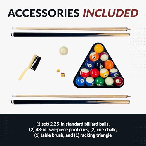 Hathaway Pendleton 6 Ft Portable Pool Table, Adults Folding Billiards Tables for Game Room with Easy Foldable Storage, Includes Full Set of Billiard Balls, Cues, Chalk & Brush - Thumbnail 6