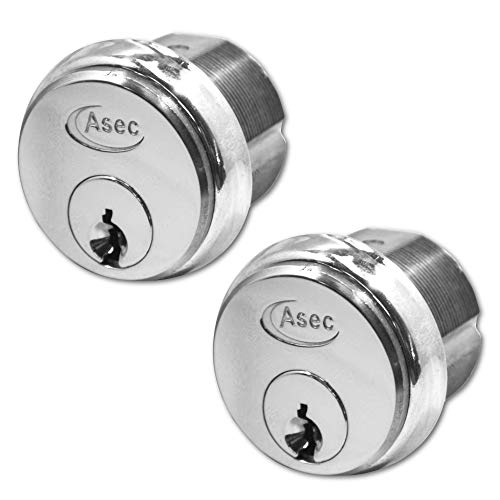 ASEC - Cilindro de Rosca (5 Pines, Cromo Satinado, 2 Unidades)