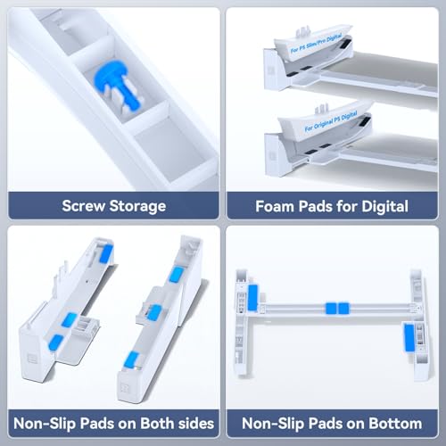 oivo ps5slimpro horizontal stand for disc amp digital console stable ps5 accessories base stand with upgraded support rods on bottom amp scalable design for playstation 4 console-white