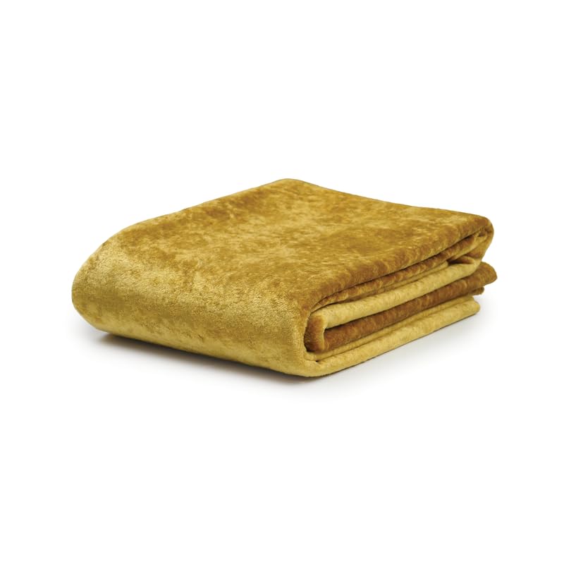 DFL Carnival Velvet Fabric - Textured Crushed Velvet Material for Upholstery & Craft - Soft Multi-Tonal Finish Fabric for a Curtain Making - 19 Contemporary Colours (Honey,15 Metre)