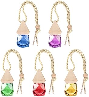 5 Pieces Car Perfume Bottle Diffuser, 8ml Car Perfume Glass Bottle Refillable Car Perfume Bottle Empty Air Freshener Car Hanging Perfume Bottle for Car Home Office
