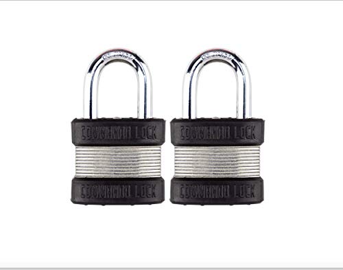 Commando Lock Laminated Heavy Duty Steel Padlock - 2 Bumper High Security, Military-Grade