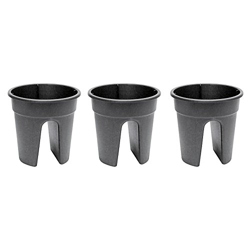 KHW 34135 Flowerclip Lot de 3 Pots de Fleurs pour Balcon Anthracite Cover