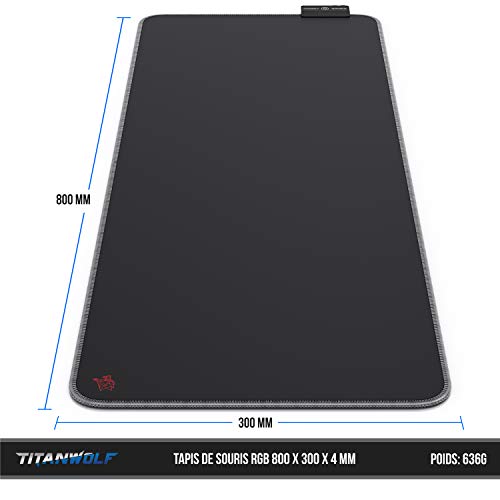 Tapis de Souris Gaming XXL TITANWOLF avec LED Multicolores - Geekodrome: Boutique d'accessoires geek Personnalisation Tapis de Souris