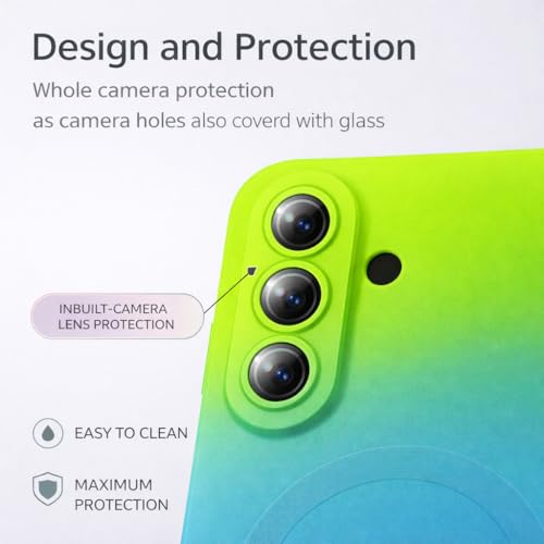 Image of amazon basics Gradient Mag-Safe Case for Samsung Galaxy A17 / M17 / F17 5G | Soft Silicone Shockproof Cover with Camera Protection | Slim Lightweight Design | Smooth Touch & Durable - Green & Blue