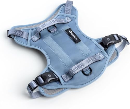 Fei & Eve MagEase 3-Second Magnetic Dog Harness | No-Pull Tactical Vest | Heavy-Duty 900D Nylon (Small, Light Blue)