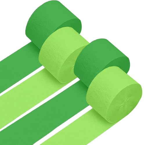 Image of 4 Crepe Paper Streamers Rolls, 328ft Pack of Green and Light Green Crepe Paper for Birthday Wedding Engagement Holidays Home Decor St. Patricks Day Decoration (1.8 inch x 82 ft /Roll)
