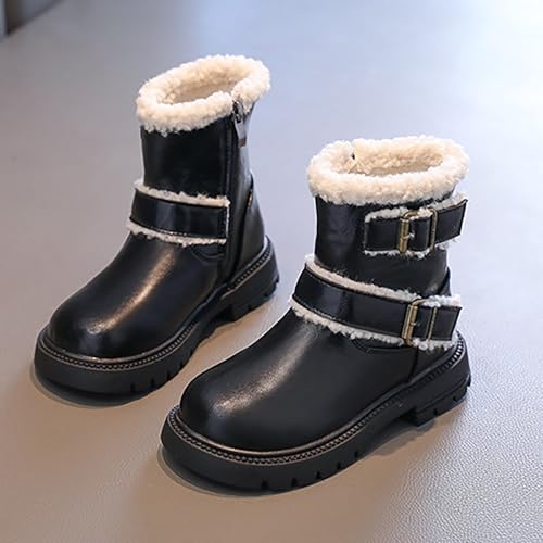 IWIHMIV Girls Dress Boots Ankle Boots Side Zipper Winter Soft Bottom Ankle Booties Outdoor Low Heels Girls Short Boots3
