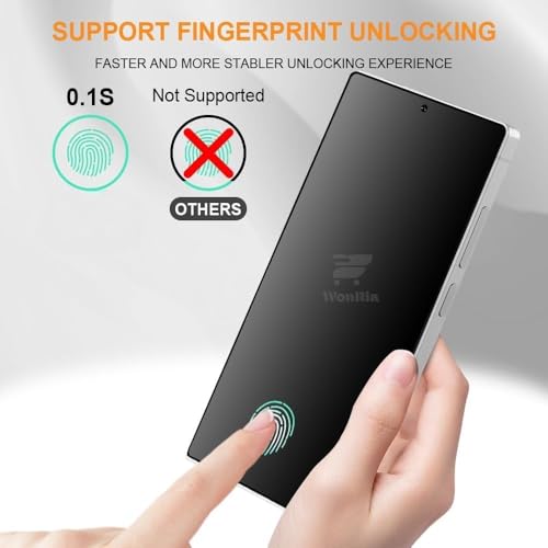 Image of WonRia Pack 1- Matte Privacy Tempered Glass Compatible with Samsung Galaxy S26 5G [FingerPrint Unlock] Screen Guard Protector | Anti-Spy | Anti Glare| Case Friendly - Installation Kit