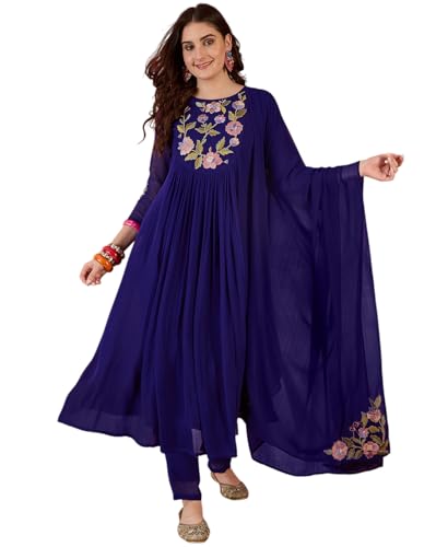 Image of Amazon Brand - Tavasya Women Zomato Thread Cording Embroide Kurta with Pant and Dupatta|Salwar Suit|Kurta Set|3 Piece Set
