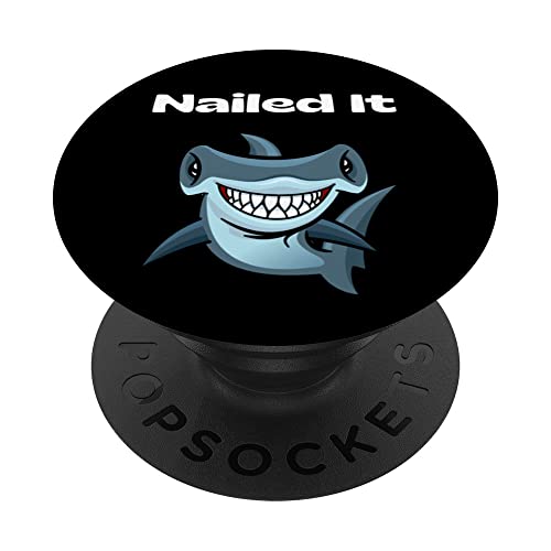 Nailed It Funny Hammerhead Shark Tee para niños PopSockets PopGrip Intercambiable