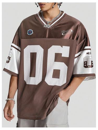 Verdusa Men's Jersey Oversized Graphic Tee V Neck Short Shoulder Casual T Shirts3