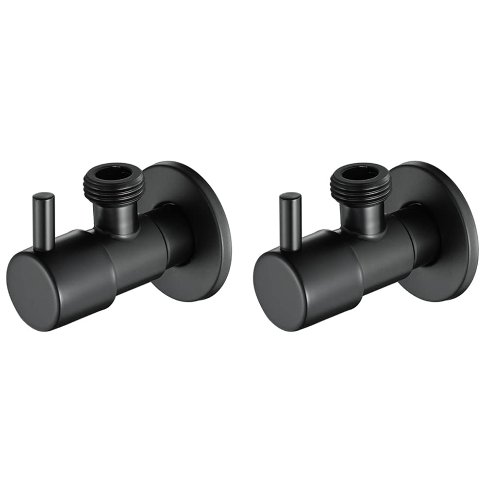 2X VáLvula de ángulo Negro VáLvula de Parada de Agua de Acero Inoxidable 304 Accesorios