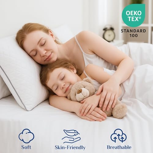 JOLLYVOGUE Queen Pillows, Oeko-Tex Certified Pillows with Double-Sided Crystal Velvet, Medium Support for Side, Back, Stomach Sleepers - Thumbnail 3